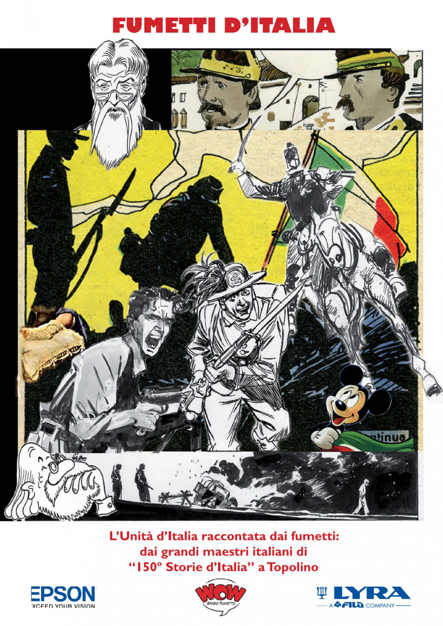 <p>In occasione dei 150 anni dell&#39;Unit&agrave; d&#39;Italia la mostra presenta una selezione di tavole originali di Sergio Toppi, Ivo Milazzo, Carlo Ambrosini e Pasquale Frisenda tratti dal volume &ldquo;150&deg; Storie d&#39;Italia&rdquo; oltre a un excursus su come l&#39;editoria a fumetti ha raccontato la storia del nostro Risorgimento e a un omaggio umoristico al tema.</p>