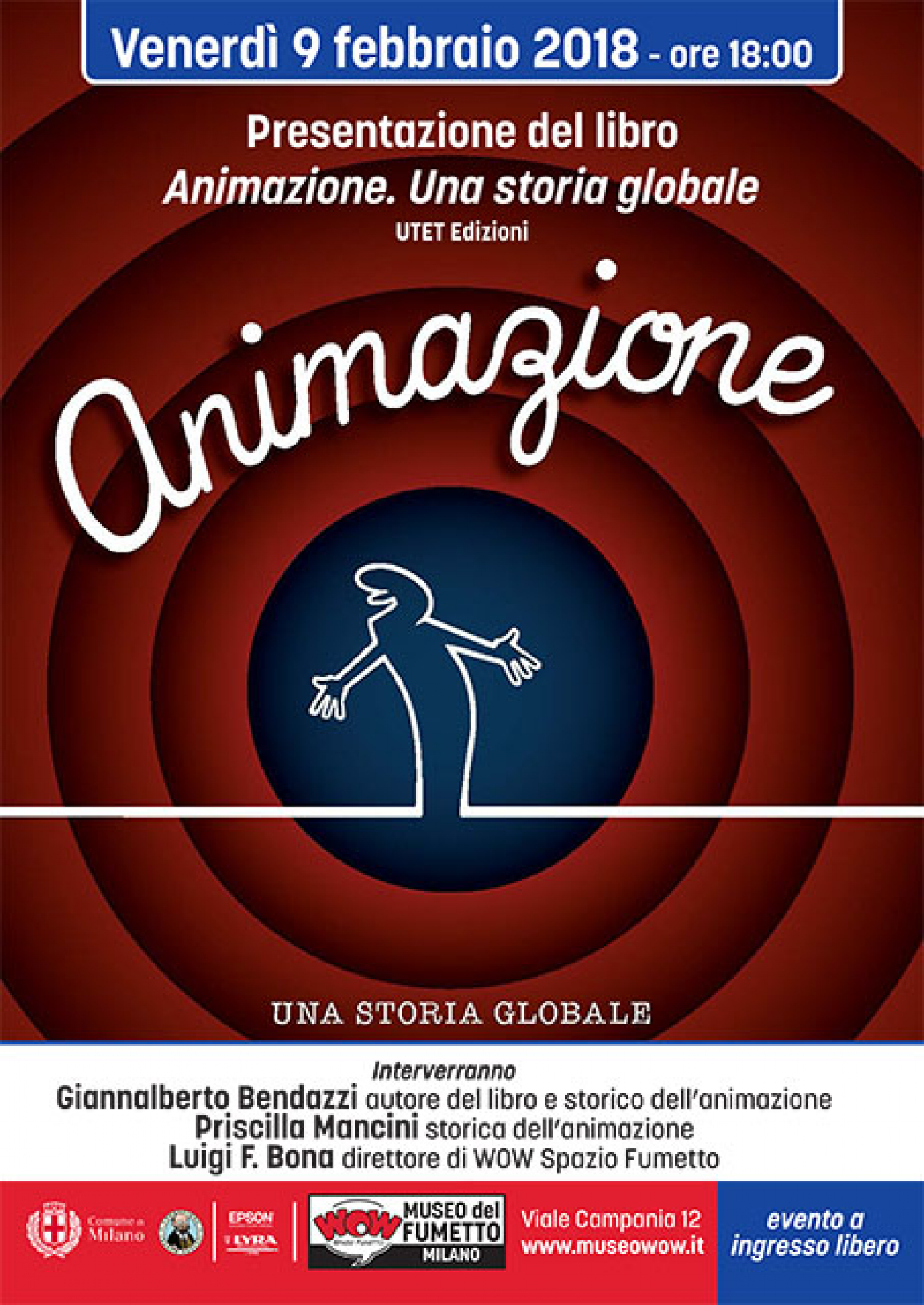 <p><strong>Tre secoli di animazione, una storia planetaria. <a target="_blank" href="http://www.utetlibri.it/libri/animazione/">Animazione &ndash; Una storia globale</a>, pubblicato in Italia da <a target="_blank" href="http://www.utet.it">Utet</a>, &egrave; la cartografia definitiva</strong> di quel vasto mondo che ormai, con il successo di colossi come Pixar e Dreamworks e la diffusione del 3D e degli effetti speciali digitali, sembra diventato il paradigma del cinema contemporaneo. Giannalberto Bendazzi ricostruisce <strong>la storia dell&rsquo;animazione a partire dalle origini</strong> &ndash; flipbook (i popolari libri che si animavano sfogliandoli), lanterne magiche, teatro d&rsquo;ombre, fuochi d&rsquo;artificio&hellip; &ndash; <strong>fino alle ultime evoluzioni</strong>, digitali e di massa. L&#39;autore ci guida alla scoperta di questa produzione in tutto il mondo, dalla Russia all&rsquo;America Latina, dall&rsquo;Africa all&rsquo;Asia, dal Giappone agli Stati Uniti, presentando al grande pubblico tutta una schiera di artisti finora poco conosciuti, che meritano un posto a fianco dei celeberrimi Walt Disney, Miyazaki Hayao, Bruno Bozzetto, Osvaldo Cavandoli, Tex Avery, Hanna &amp; Barbera, John Lasseter. Nel primo volume viene tracciata l&rsquo;avventura di una cinematografia che, accanto ai successi americani ed europei, cont&ograve; gi&agrave; opere notevoli in Argentina, Sudafrica e Giappone, e che concluse la sua fase storica con la caduta dell&rsquo;impero sovietico nel 1991. Nel secondo volume il lettore trover&agrave; un giro del mondo contemporaneo, un reportage sull&rsquo;animazione dei paesi meno immaginabili, dalla Mongolia all&rsquo;isola caraibica di Saint Lucia. Originariamente pubblicato in lingua inglese,<strong> a fine 2017 ne &egrave; finalmente uscita un&rsquo;edizione italiana, che&nbsp;verr&agrave; presentata a WOW Spazio Fumetto venerd&igrave; 9 febbraio alle ore 18:00 dal suo autore Giannalberto Bendazzi</strong>&nbsp;&ndash; uno dei massimi studiosi mondiali nel campo dell&rsquo;animazione&nbsp;&ndash; <strong>insieme a Luigi F. Bona</strong>, direttore di WOW Spazio Fumetto, <strong>e alla storica dell&rsquo;animazione Priscilla Mancini</strong>. <strong><a target="_blank" href="http://www.giannalbertobendazzi.com">Giannalberto Bendazzi</a></strong> &egrave; stato il primo docente di Storia del Cinema di Animazione in Italia. Ha insegnato all&rsquo;Universit&agrave; degli Studi di Milano e nelle universit&agrave; di Brisbane in Australia e di Singapore. &Egrave; fra i membri fondatori della Society for Animation Studies. Fra i suoi libri, &quot;Cartoons &ndash; Cento anni di cinema d&rsquo;animazione&quot; &egrave; stato pubblicato in Francia, America, Inghilterra, Spagna e Iran.&nbsp;Si pu&ograve; dire che la conoscenza storica sull&#39;animazione mondiale abbia pesato sulle sue sole spalle per quasi un quarto di secolo.</p>