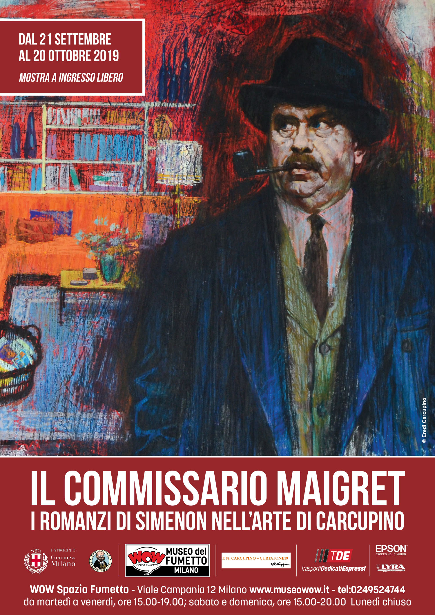 <p><strong>Anche se ci sono alcuni personaggi di nome Maigret in alcune opere precedenti di Georges Simenon, la data di nascita ufficiale del commissario Maigret coincide con la stesura del romanzo &ldquo;Pietro il l&egrave;ttone&rdquo;, nell&rsquo;inverno del 1929. Per festeggiare i novant&rsquo;anni del commissario Maigret, WOW Spazio Fumetto, in collaborazione con l&rsquo;Associazione F.N. Carcupino, presenta la mostra &ldquo;Il Commissario Maigret. I romanzi di Simenon nell&rsquo;arte di Carcupino&rdquo;: un&rsquo;esposizione di oltre 30 tavole originali realizzate dall&rsquo;artista Fernando Carcupino per illustrare racconti e romanzi di Maigret, pubblicati a puntate soprattutto sul settimanale &quot;Grazia&quot; a met&agrave; anni Sessanta.</strong> Il settimanale, fondato nel 1938, nel dopoguerra &egrave; diventato per la Arnoldo Mondadori Editore (la casa editrice che pubblica Maigret fin dal 1931) una delle colonne portanti, rivolta alla moderna donna italiana. <strong>Nelle splendide illustrazioni di Carcupino, Maigret ha naturalmente il volto dell&rsquo;attore Gino Cervi</strong>, che sta portando il personaggio di Simenon in tutte le case grazie alla Televisione nazionale. I dipinti testimoniano l&rsquo;altissimo livello raggiunto dall&rsquo;artista in un momento particolarmente felice della sua produzione. <strong>Le ambientazioni parigine, le immagini dal taglio cinematografico, la scelta del colore, l&rsquo;uso dei contrasti cromatici</strong>, si concretizzano nella definizione degli spazi e nella &quot;fotografia&quot; di particolari momenti narrativi, fissando l&rsquo;essenza psicologica dei personaggi. La maestria tecnica e una grande profondit&agrave; di osservazione, insieme a un gusto sorprendente per l&rsquo;impostazione delle scene, rendono queste tavole una raccolta preziosa. <a target="_blank" href="https://sites.google.com/site/carcupino/biografia"><strong>Fernando Nusci Carcupino</strong></a>&nbsp;nasce nel 1922 a Napoli da famiglia milanese. Cresce e studia a Milano, frequentando il Liceo Artistico e l&#39;Accademia di Belle Arti a Brera. Gi&agrave; nel 1939 collabora con vignette umoristiche al settimanale satirico Settebello di Cesare Zavattini e Achille Campanile. Arruolato nella Seconda guerra mondiale, la conclude volontario contro i nazifascisti. Dopo la Liberazione, nel 1945, &egrave; invitato da Mario Faustinelli a collaborare alla rivista veneziana a fumetti &quot;Asso di Picche&quot;, a fianco di altri grandi disegnatori come Dino Battaglia, Giorgio Bellavitis, Alberto Ongaro e Hugo Pratt: il famoso &quot;gruppo di Venezia&quot;. Nel 1954 inizia a collaborare con la rivista &quot;La settimana umoristica&quot; dove presenta - tra noie censorie - anche <em>La ragazza di Carcupino</em>: un paginone centrale di &quot;Roma by night&quot; dedicato spesso alla corruzione in una capitale brulicante di malfattori, militari e prelati. Tra gli anni Cinquanta e Sessanta collabora pi&ugrave; intensamente con Mondadori: per il settimanale &quot;Epoca&quot; &ndash; diretto in quel periodo da Enzo Biagi &ndash; illustra tra l&#39;altro la serie di inserti sulla Prima guerra mondiale. Risalgono agli anni Sessanta anche le illustrazioni realizzate per i romanzi ancora inediti del Commissario Maigret pubblicati sulla rivista &quot;Grazia&quot;. Dagli anni Settanta si dedica prevalentemente alla pittura. Il suo nome figura nei pi&ugrave; importanti cataloghi nazionali e internazionali d&#39;arte; di lui scrivono autorevoli critici e giornalisti. Famoso per i suoi nudi femminili, per le sue maternit&agrave;, per i ritratti, per i paesaggi e per le nature morte, ottiene consensi di critica e di pubblico. Nel 1983 il presidente della Repubblica Sandro Pertini lo nomina Cavaliere della Repubblica &quot;per importanti meriti artistici&quot;. Di carattere schivo e temperamento riservato, si tiene sempre lontano da manifestazioni mondane, ma le sue opere sono esposte con successo in mostre e gallerie tra le pi&ugrave; prestigiose a Milano e in Italia e conservate presso la Galleria d&#39;Arte Gelmi di Sesto San Giovanni. Muore a Milano il primo giorno di primavera del 2003. L&rsquo;<a target="_blank" href="https://sites.google.com/site/carcupino/associazione-fncarcupino"><strong>Associazione FNCarcupino</strong></a>, nata nel 2010 dall&rsquo;iniziativa della figlia Marcella, con la madre Carla e la sorella Stefania, ha coinvolto amici ed estimatori per promuovere l&#39;opera pittorica e illustrativa di Fernando Carcupino. Nel corso della sua lunga carriera, l&#39;artista ha realizzato moltissime opere oggi&nbsp;di propriet&agrave; di appassionati, collezionisti, galleristi ed estimatori. Per colmare la lacuna conoscitiva dovuta alla dispersione del materiale, l&rsquo;associazione ha avviato la catalogazione delle opere pittoriche e illustrative, partendo dall&#39;archivio fotografico dell&#39;autore. Dal 2017&nbsp;organizza anche&nbsp;mostre ed esposizioni.</p><p>All&#39;inaugurazione saranno presenti Venanzio Alberti e Andrea Cassone (curatori della mostra), Stefania Carcupino e Susanna Francalanci (Associazione F.N. Carcupino),&nbsp;Giorgio Pinotti (esperto di Simenon ed editor in chief Adelphi) e Luigi F. Bona (direttore di WOW Spazio Fumetto).</p>